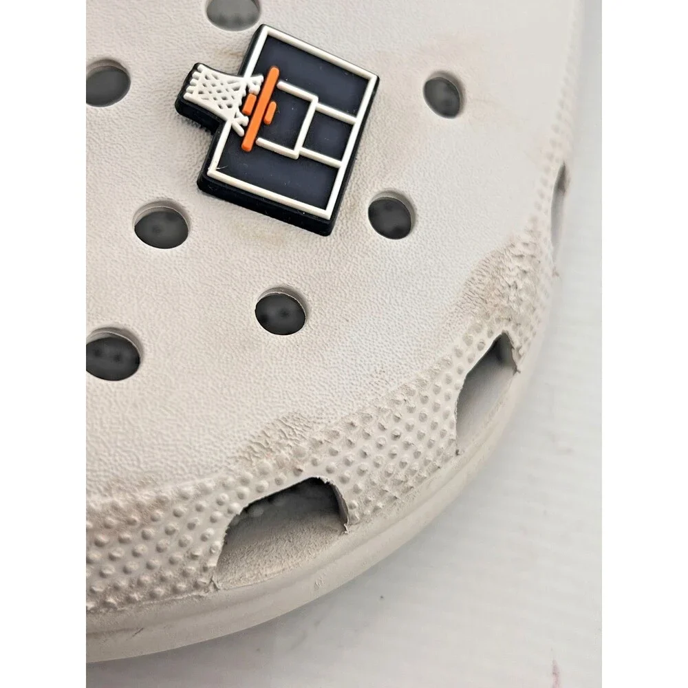 Crocs Classic Clog Gray Slip On Shoes Men's 10 Basketball Charms Summer Casual